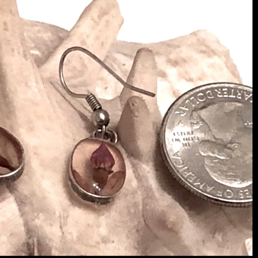 Handmade sterling silver flower earrings artisan made - Picture 2 of 2